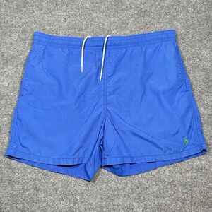 Polo Ralph Lauren Blue Swim Trunks Shorts Men's Size Large Green Pony Preppy